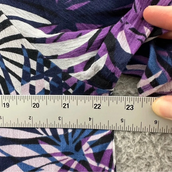 NWT Catherines Short Sleeve V Neck Tasseled Blouse Shirt 100% Cotton Palms 0X‎ - Picture 7 of 9